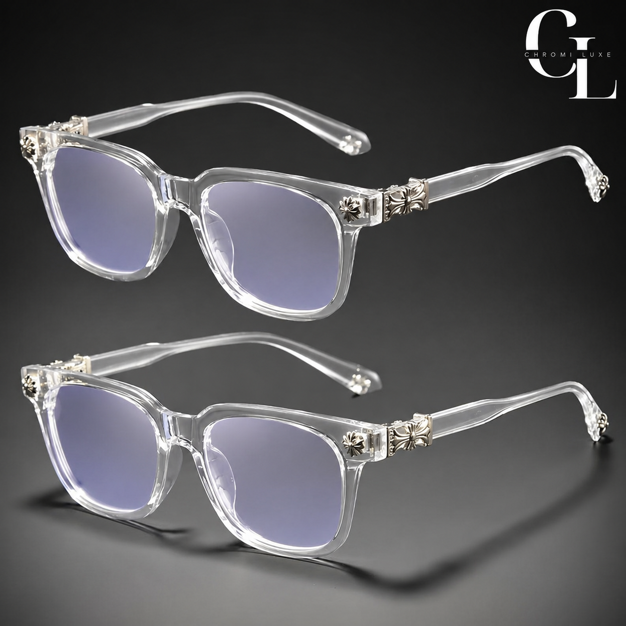 2x Chrome Glasses