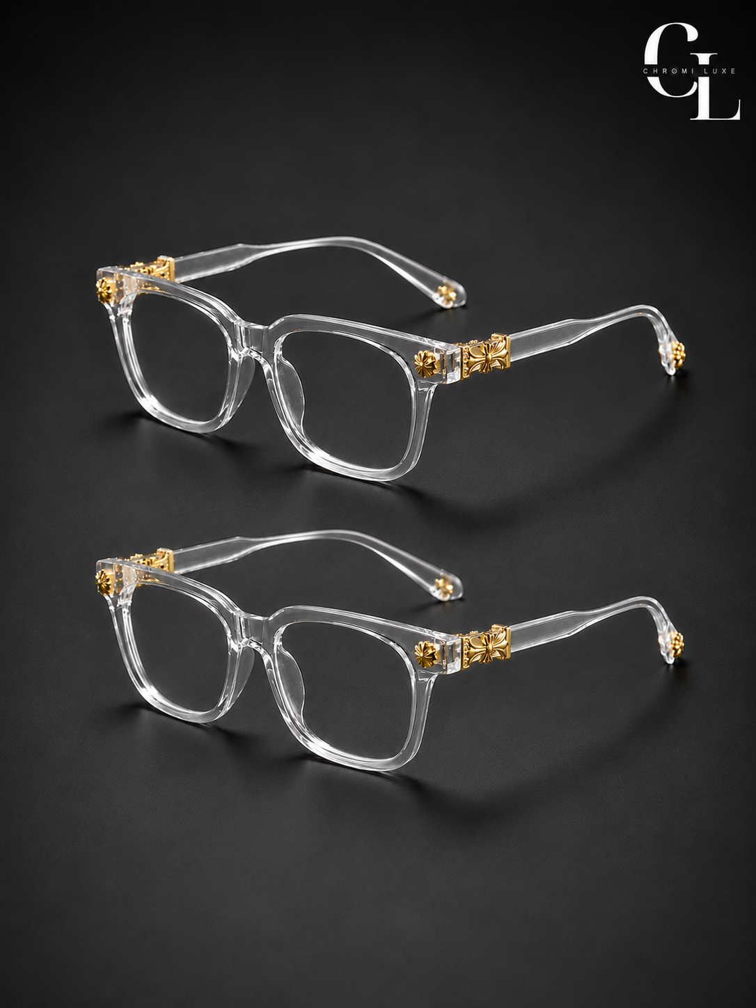 2x Chrome Glasses
