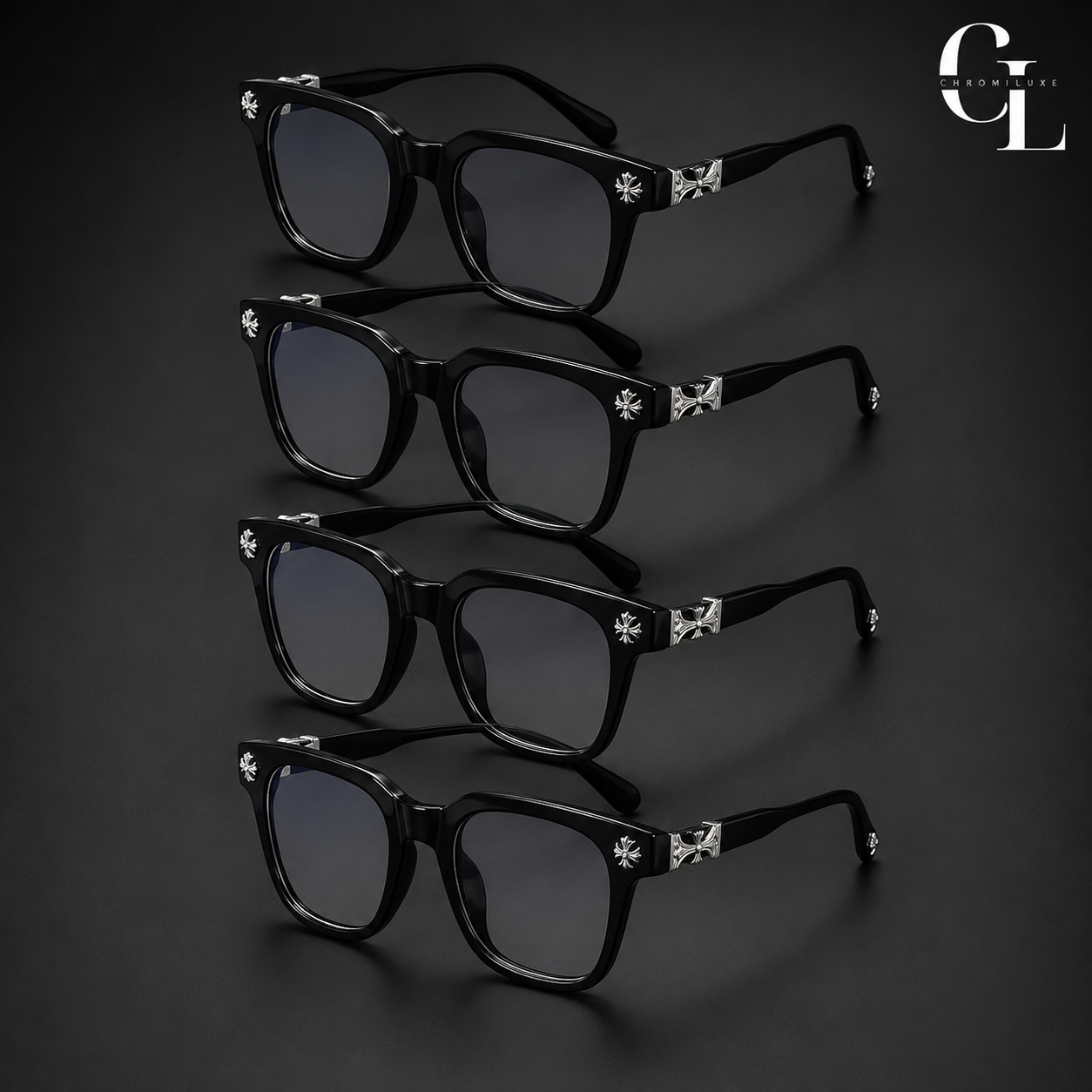 4x Chrome Glasses